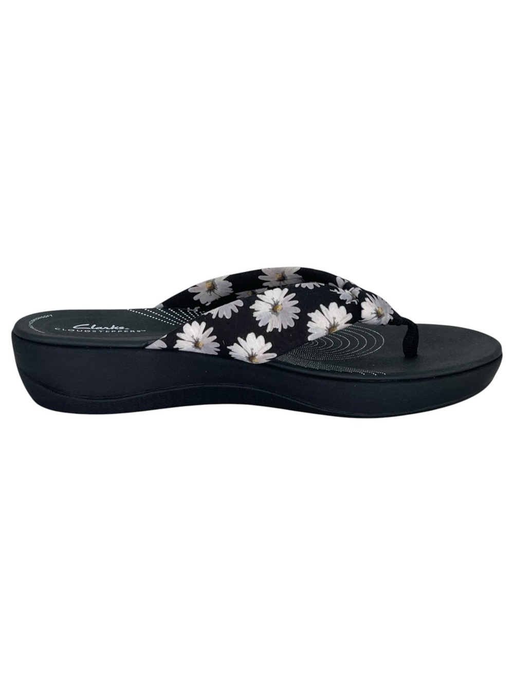 Clarks Arla Glison Black Floral Cloudsteppers Womens Thong Sandals Size 11M - Picture 5 of 13
